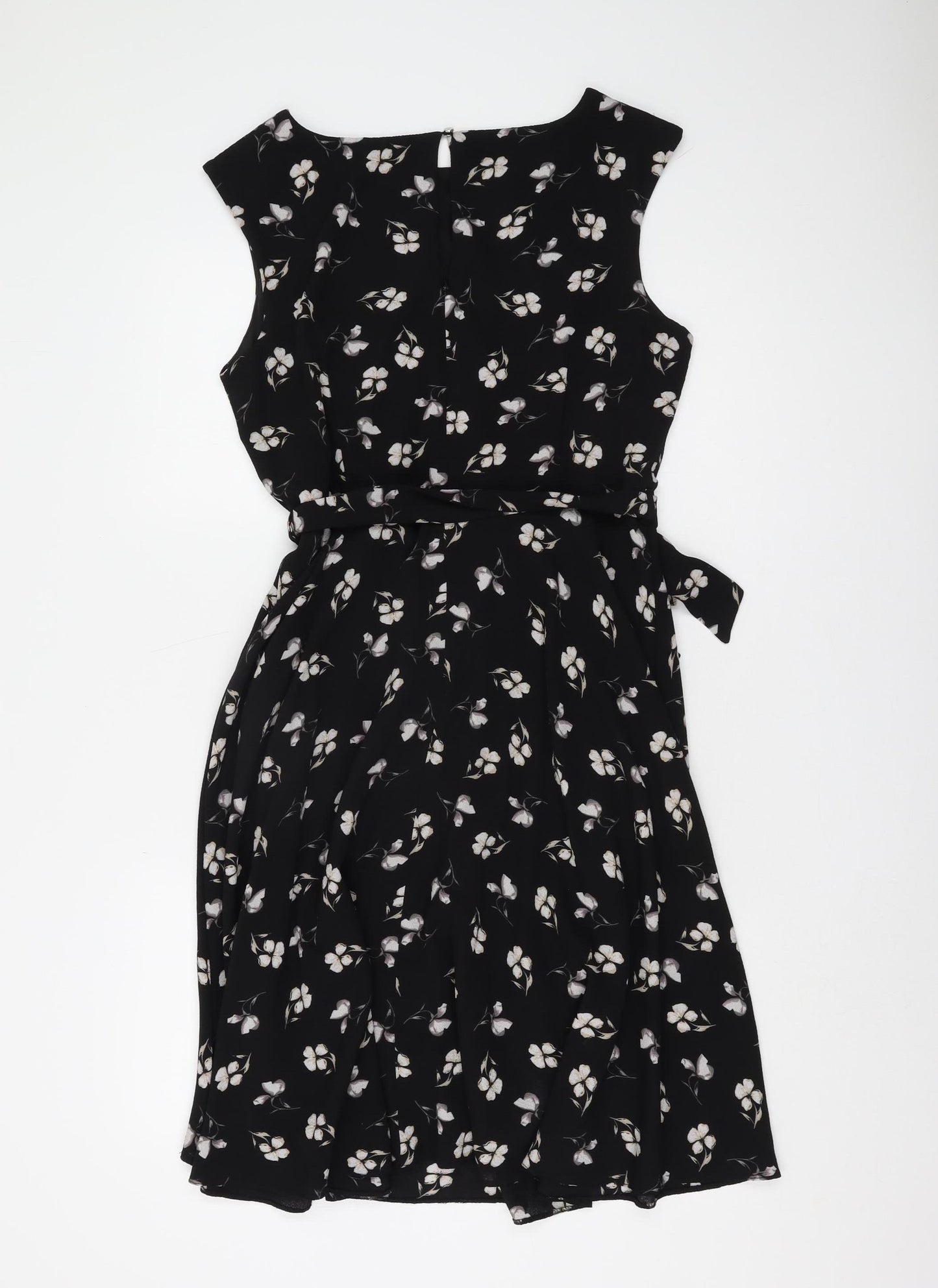 M&Co Women's Black Floral Dress Size 14