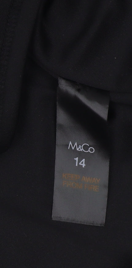 M&Co Women's Black Floral Dress Size 14