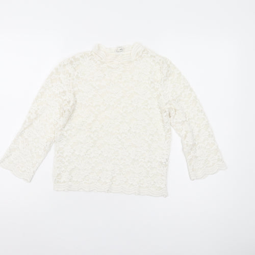 River Island White Lace Floral Blouse Women's Size 10
