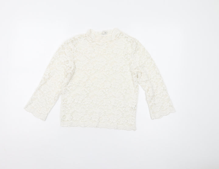 River Island White Lace Floral Blouse Women's Size 10