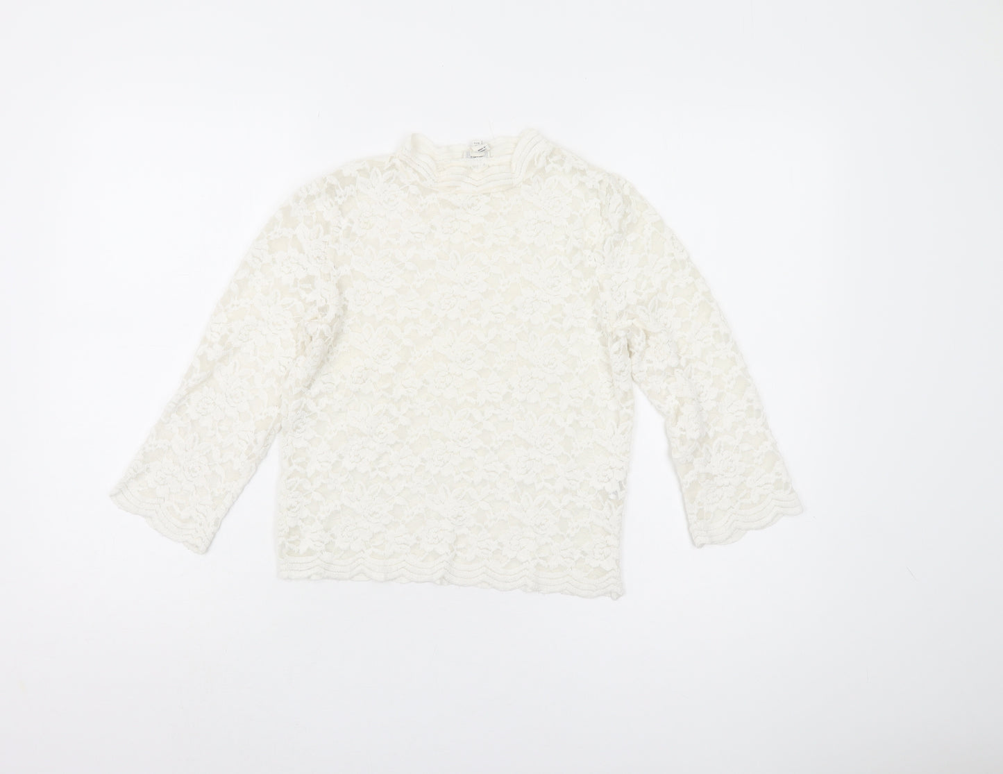 River Island White Lace Floral Blouse Women's Size 10