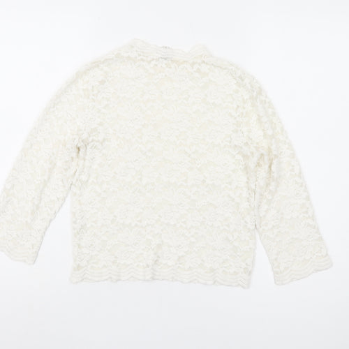 River Island White Lace Floral Blouse Women's Size 10