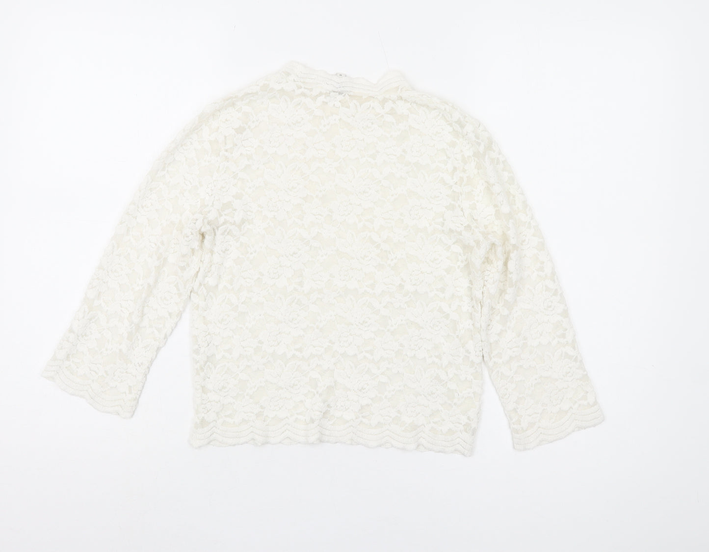 River Island White Lace Floral Blouse Women's Size 10