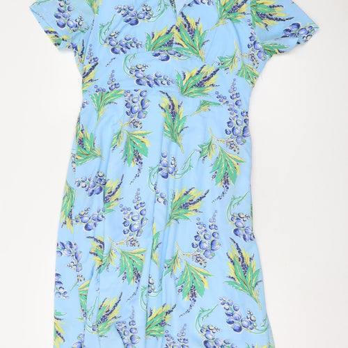 Joanie Women’s Blue Floral Collared Dress Size 14