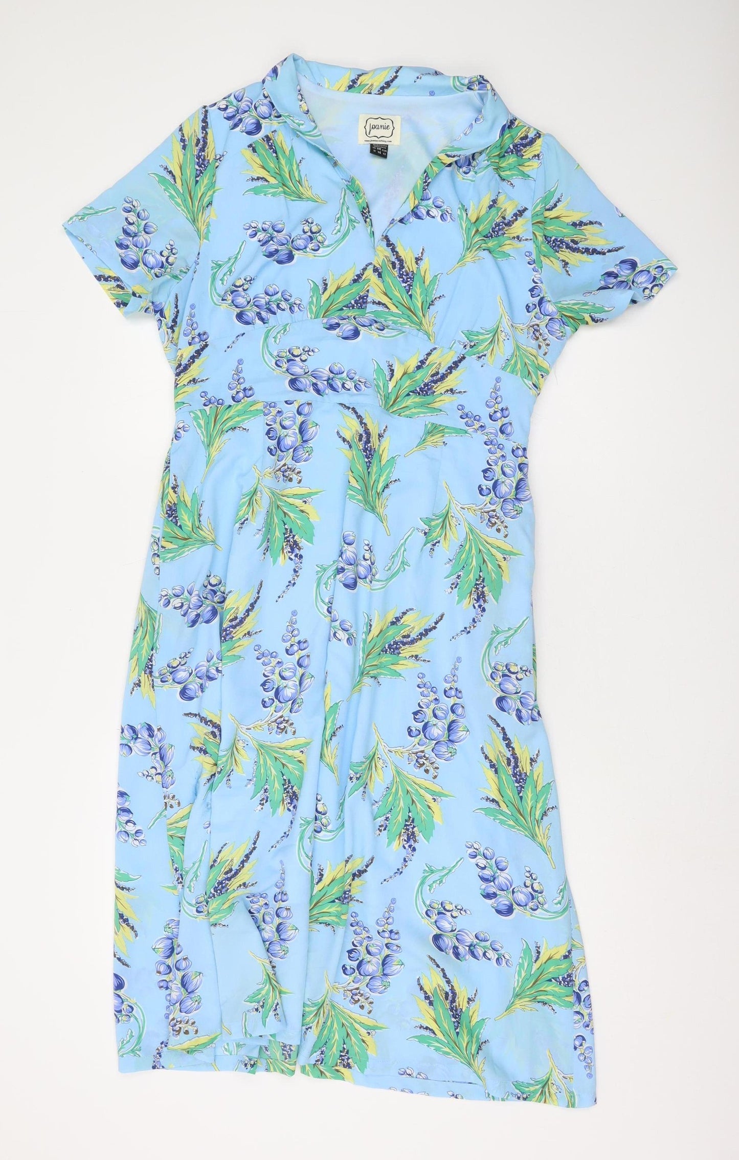 Joanie Women’s Blue Floral Collared Dress Size 14