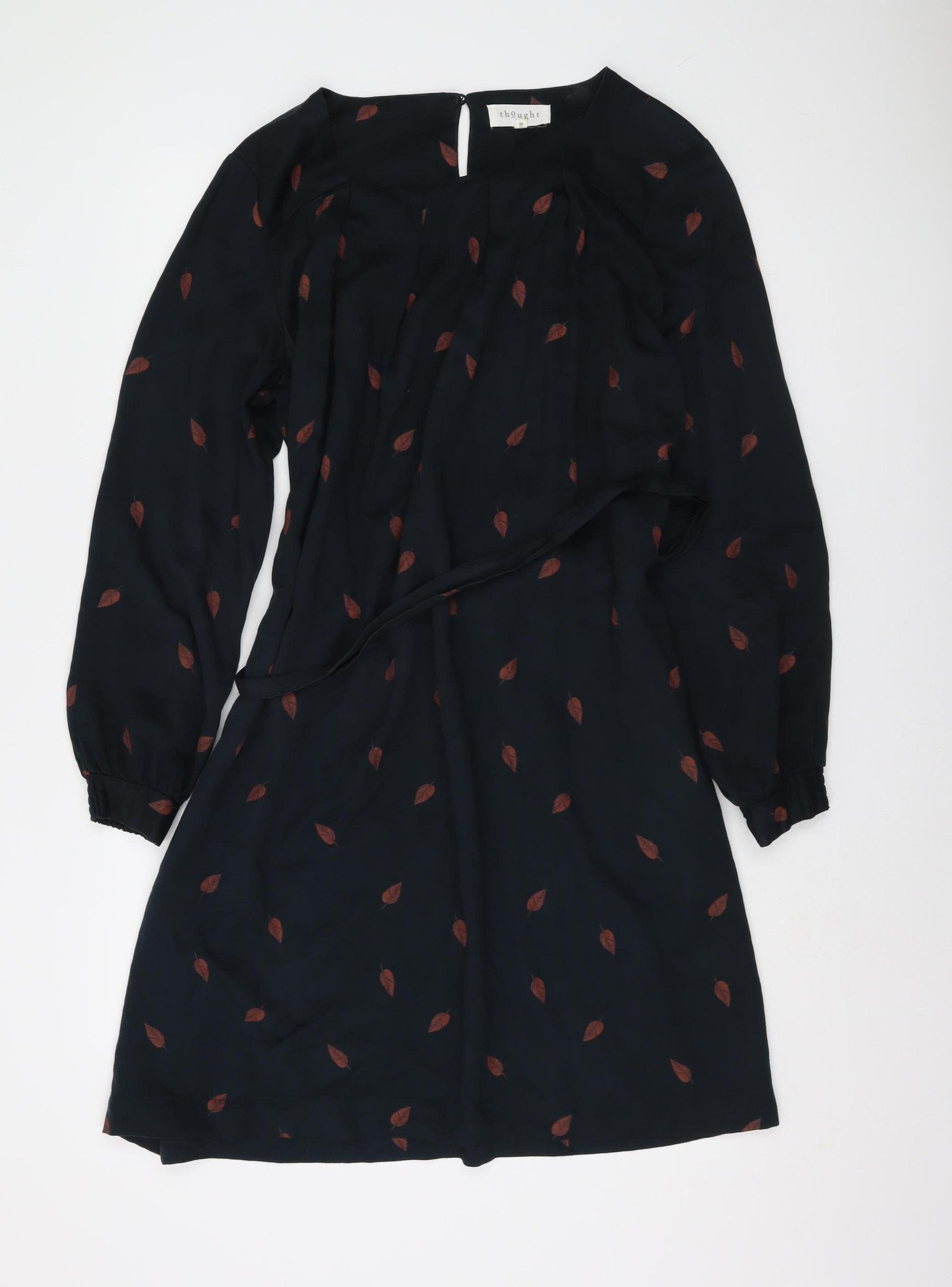 Thought Women's Black Shift Dress, Size 14, Long Sleeve – Preworn