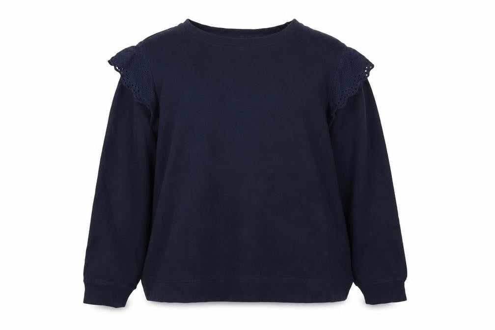 Front view of Monsoon Women’s Blue XL Crew Neck Lace Sweatshirt