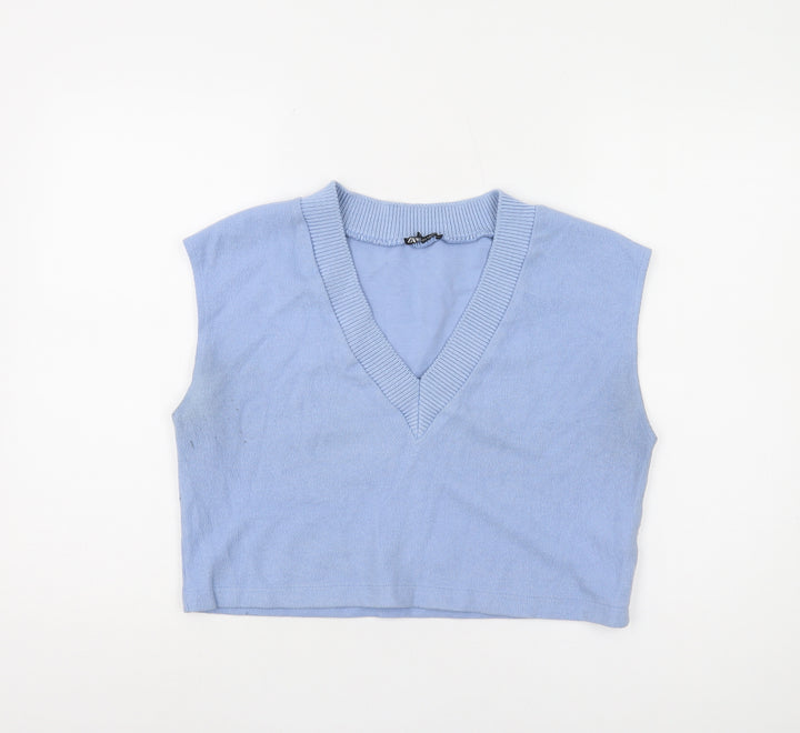 Zara Women's Blue Sleeveless Vest, Size S