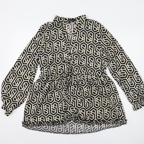 Papillonne Women's Black Geometric Blouse