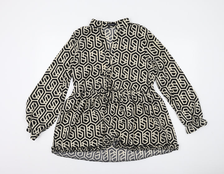 Papillonne Women's Black Geometric Blouse