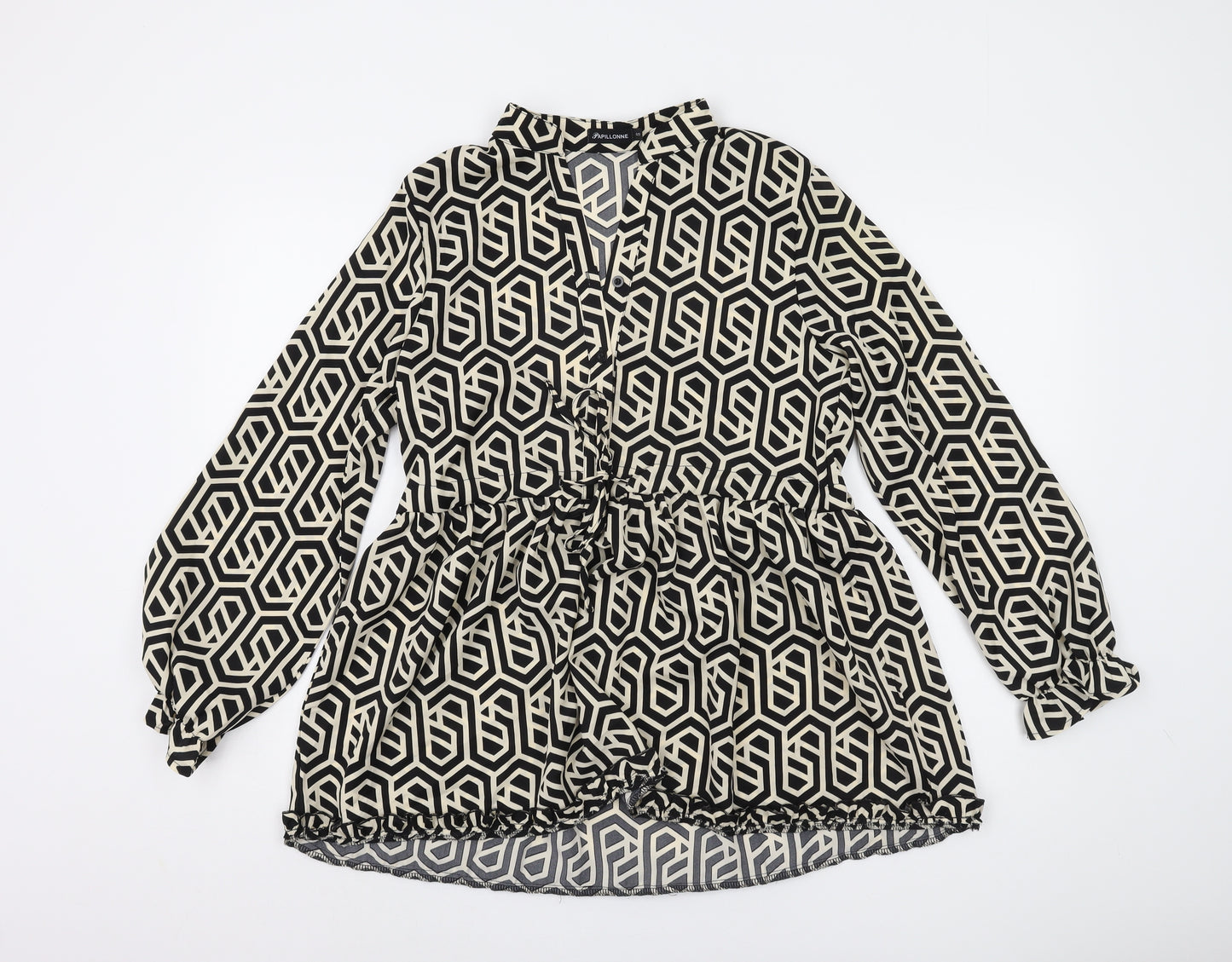 Papillonne Women's Black Geometric Blouse