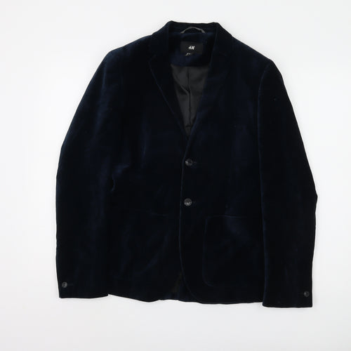 H&M Men's Blue Velvet Blazer Size 36R - Classic Formal Jacket