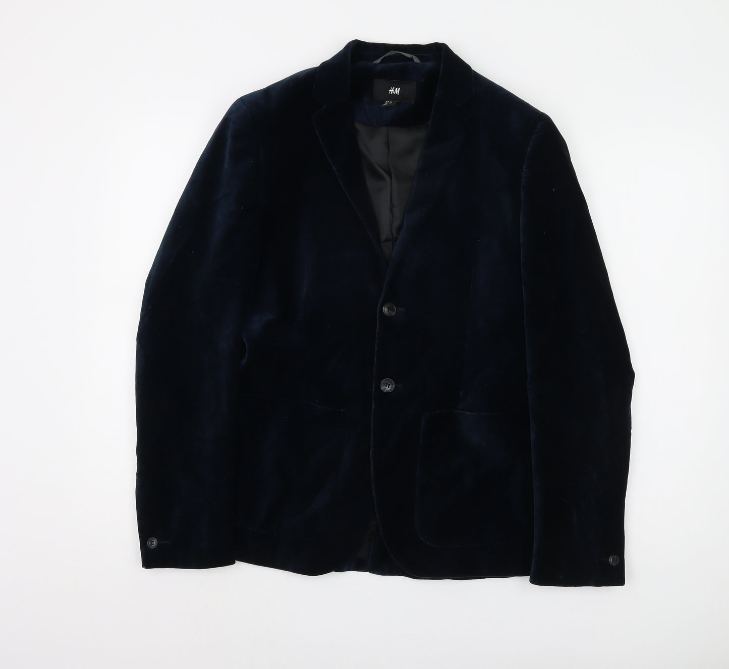 H&M Men's Blue Velvet Blazer Size 36R - Classic Formal Jacket