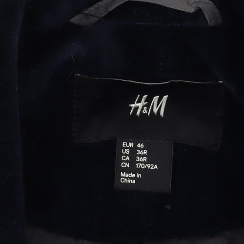 H&M Men's Blue Velvet Blazer Size 36R - Classic Formal Jacket