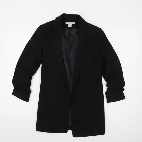 H&M Women's Black Blazer Size 6 Regular Notch Lapel