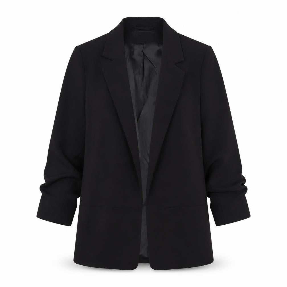 Front view of H&M Women's Black Blazer, size 6, Regular Notch Lapel