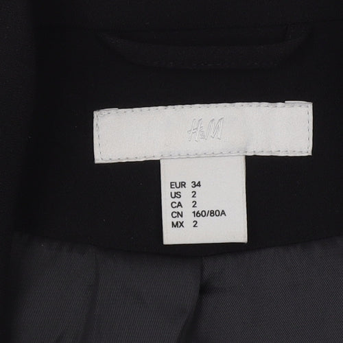 H&M Women's Black Blazer Size 6 Regular Notch Lapel