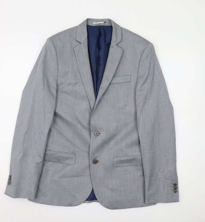 River Island Men's Grey Blazer, Size 38, Regular Fit