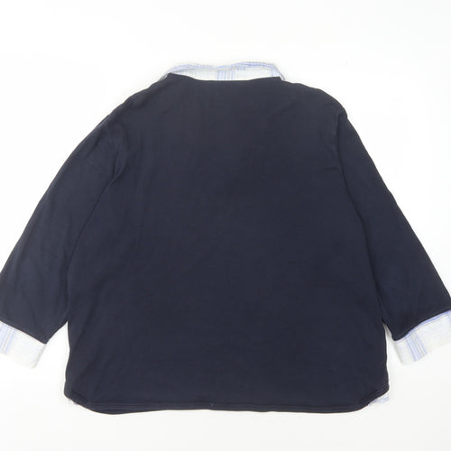 Maine New England Women's Blue Collared Button-Up, Size 22