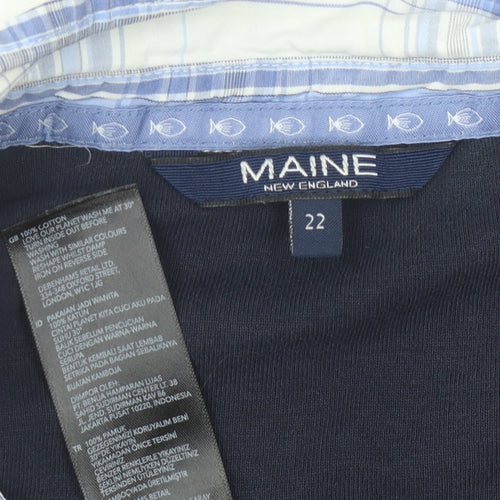 Maine New England Women's Blue Collared Button-Up, Size 22