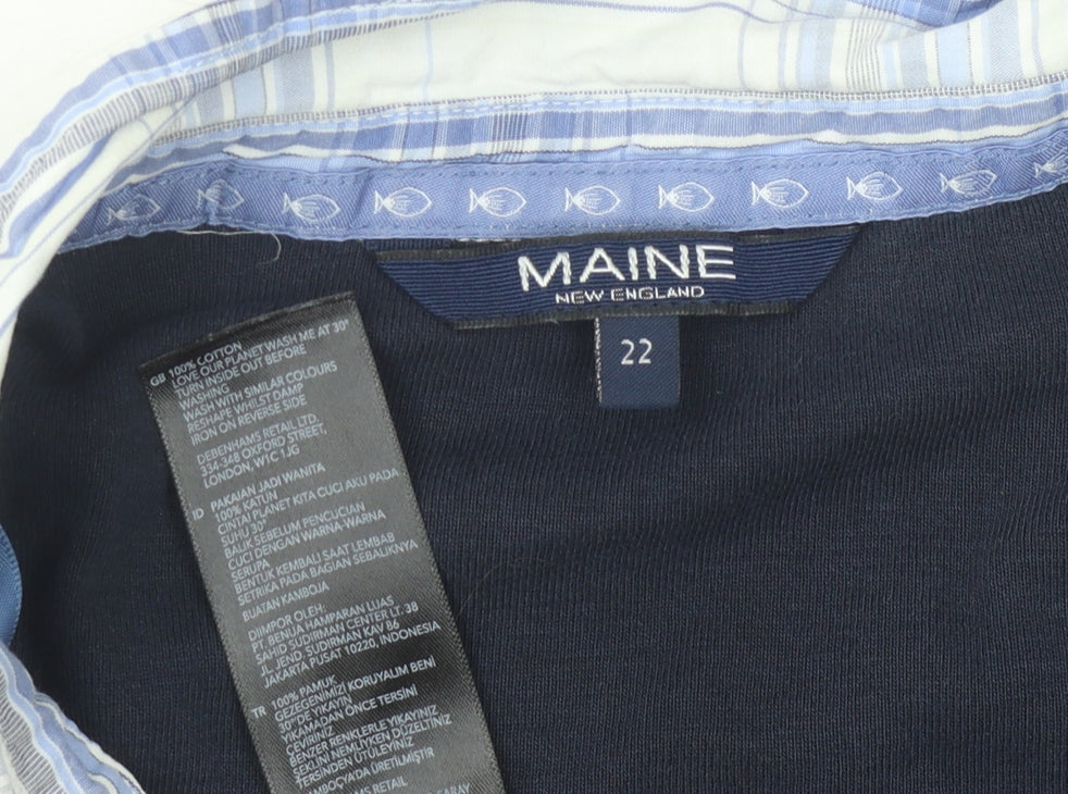 Maine New England Women's Blue Collared Button-Up, Size 22