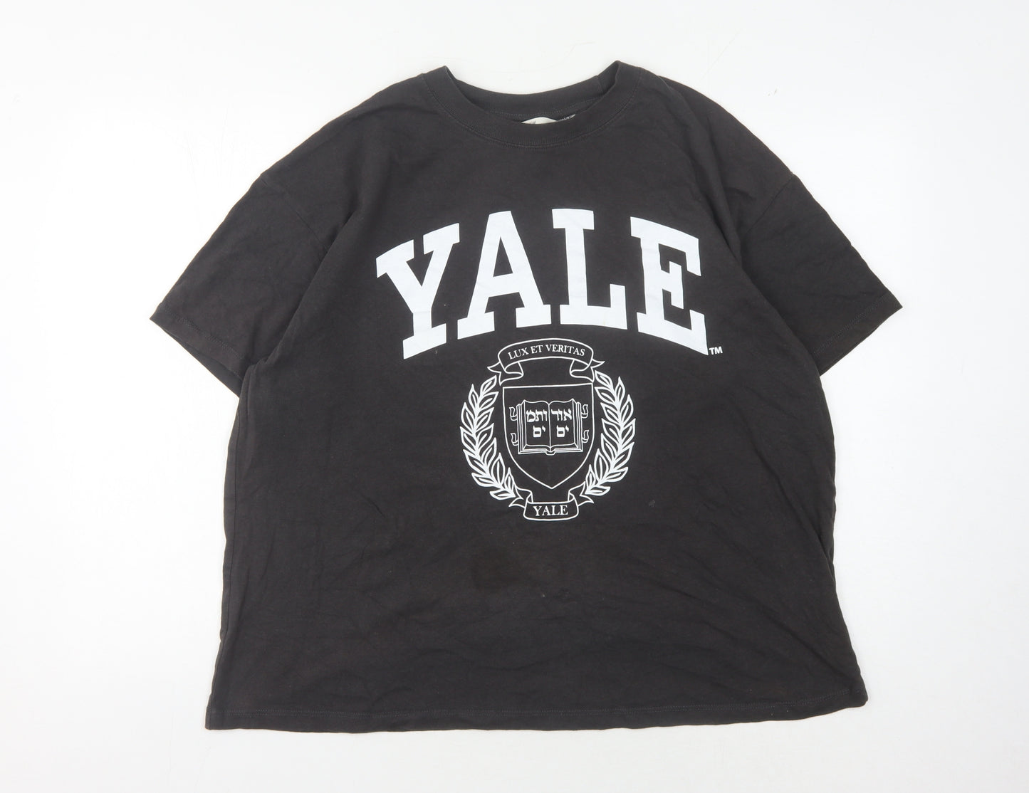 H&M Black Yale T-Shirt Unisex L Casual University