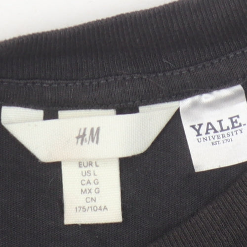 H&M Black Yale T-Shirt Unisex L Casual University