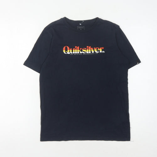 Quiksilver Blue Unisex T-Shirt, Size 14, Cotton Crew Neck Casual
