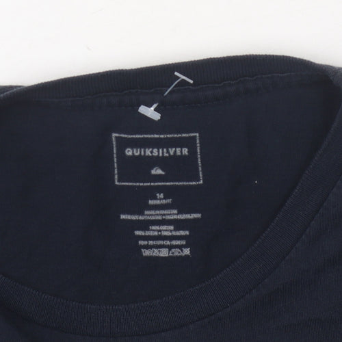 Quiksilver Blue Unisex T-Shirt, Size 14, Cotton Crew Neck Casual