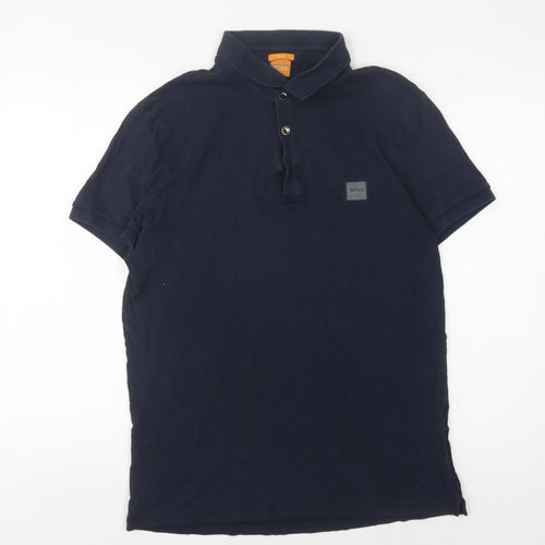 Hugo Boss Men's Blue XL Slim Fit Cotton Polo Shirt