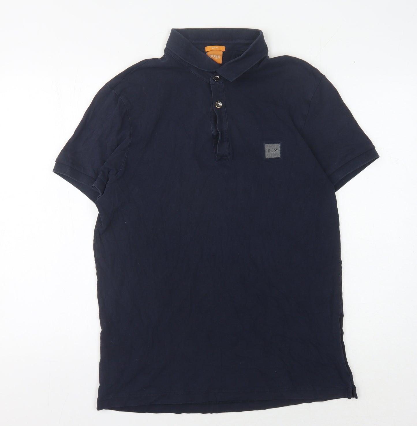 Hugo Boss Men's Blue XL Slim Fit Cotton Polo Shirt
