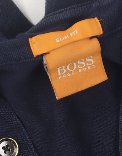 Hugo Boss Men's Blue XL Slim Fit Cotton Polo Shirt