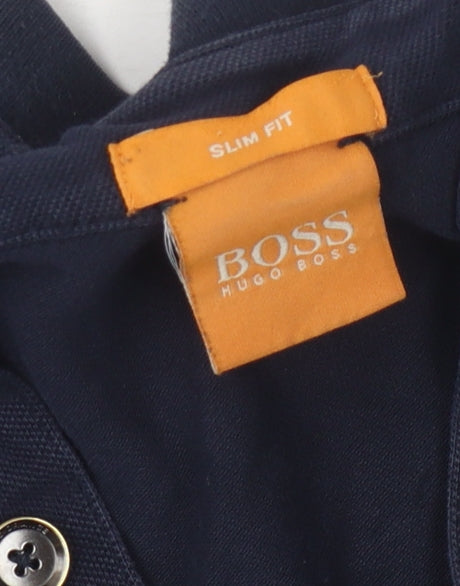 Hugo Boss Men's Blue XL Slim Fit Cotton Polo Shirt
