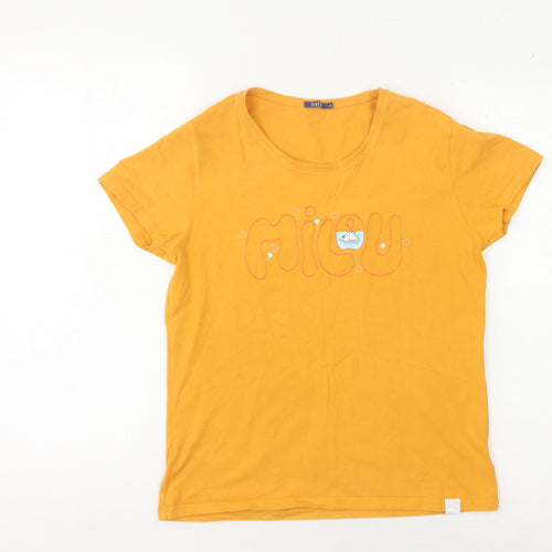 TINTIN Women's Yellow Slim Fit T-Shirt, M - Casual Anime Embroidery