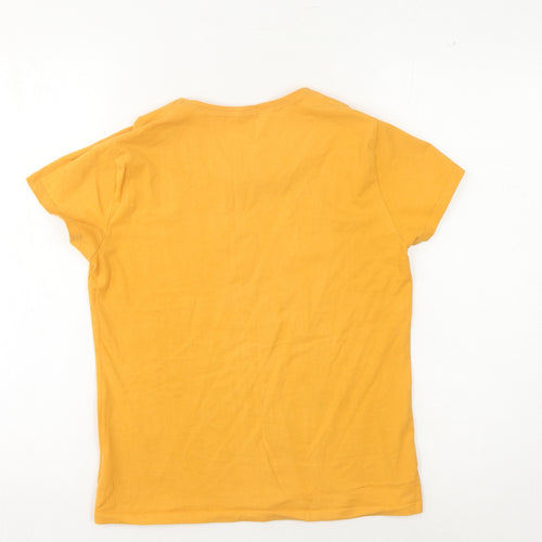 TINTIN Women's Yellow Slim Fit T-Shirt, M - Casual Anime Embroidery