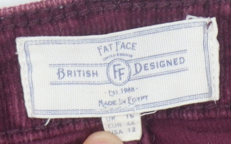 Fat Face Women's Purple Corduroy Trousers Size 16