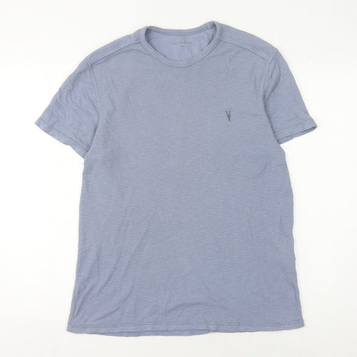 AllSaints Men's Blue Cotton Crew Neck T-Shirt - Size S