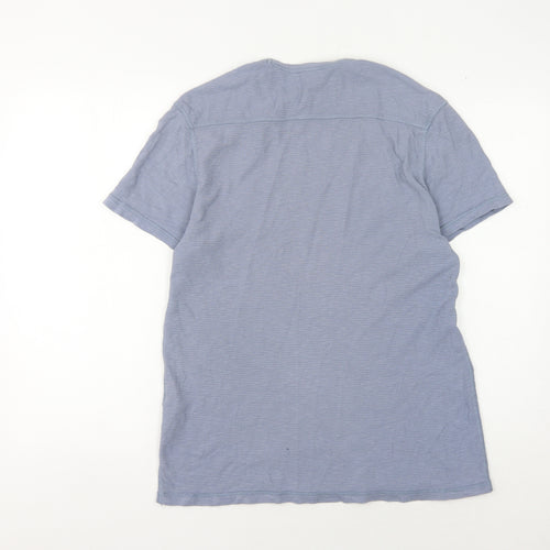 AllSaints Men's Blue Cotton Crew Neck T-Shirt - Size S