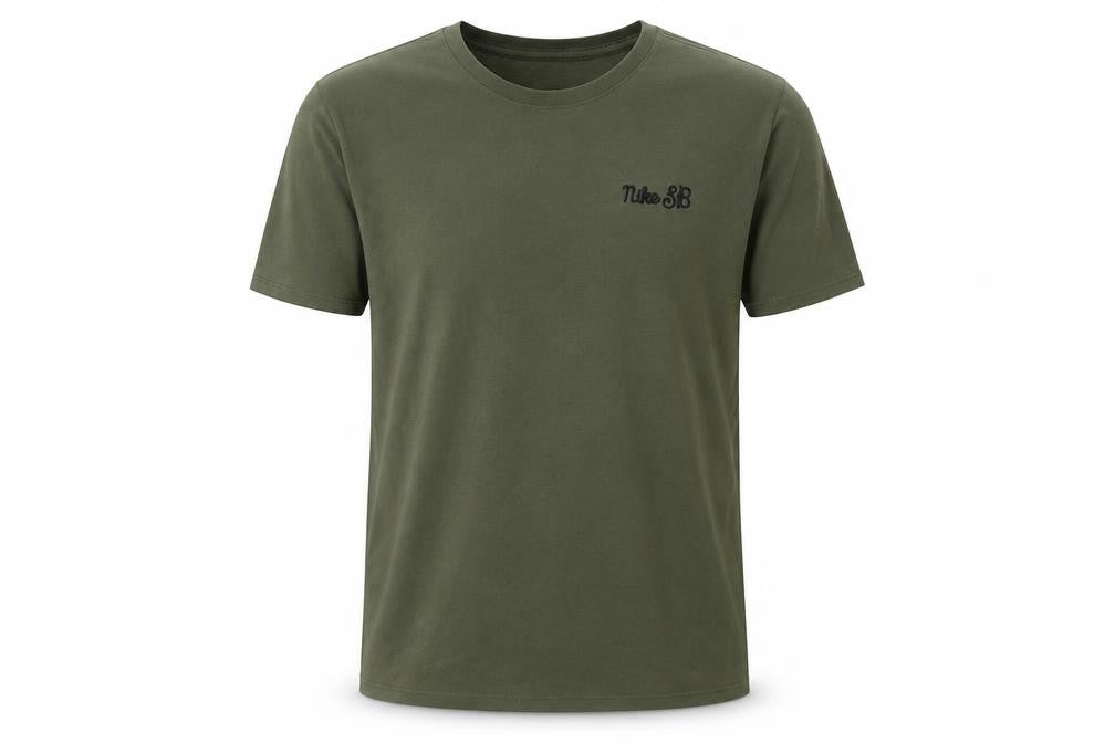 Front view of Nike Green Short Sleeve Men's T-Shirt, Medium, Graphic Print