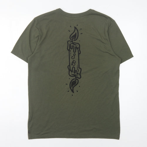 Nike Green Short Sleeve Men's T-Shirt, Medium, Graphic Print