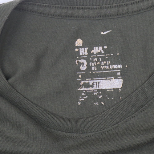 Nike Green Short Sleeve Men's T-Shirt, Medium, Graphic Print