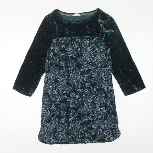 White Stuff Green Floral Velvet Dress Women Size 6