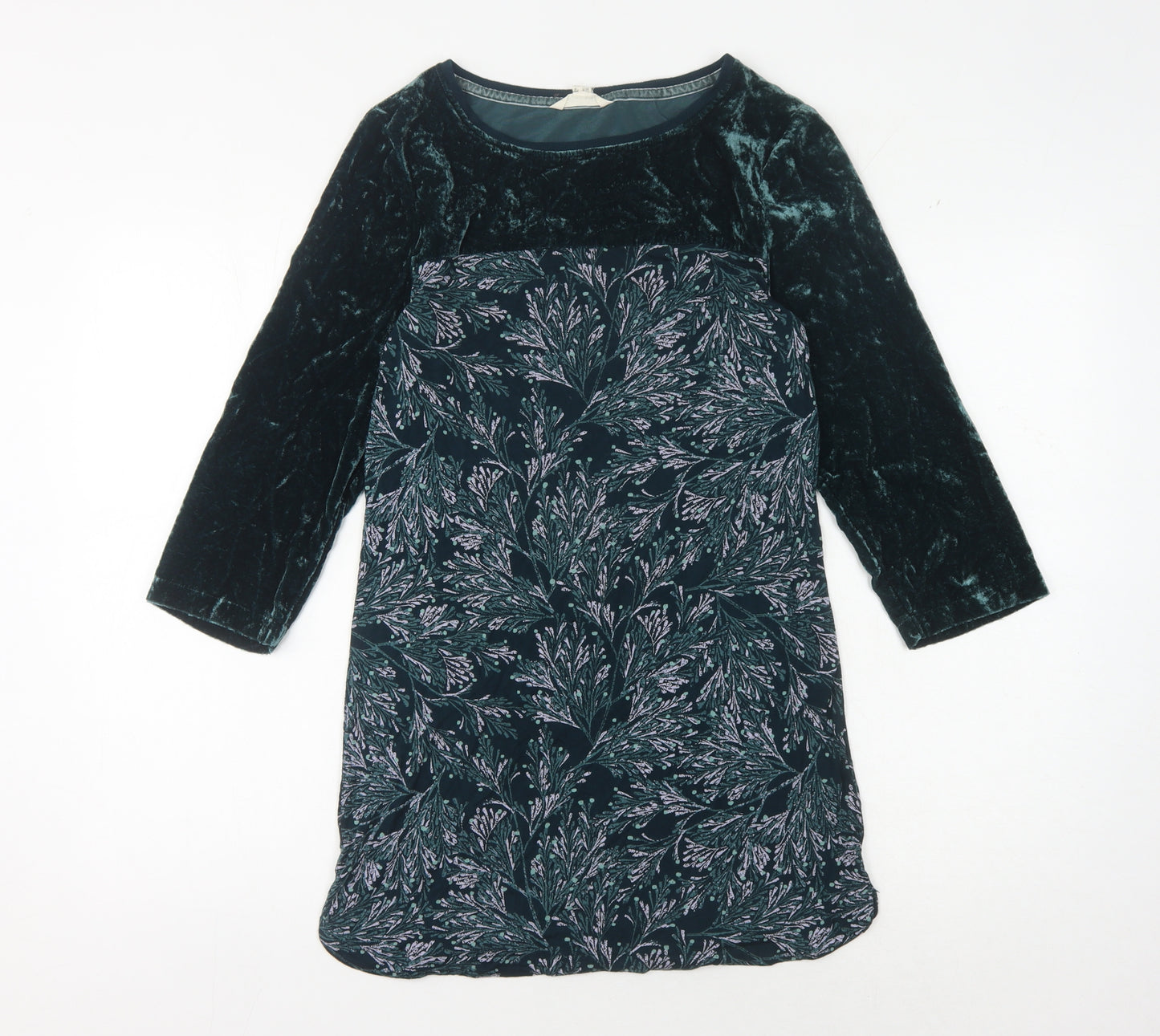 White Stuff Green Floral Velvet Dress Women Size 6
