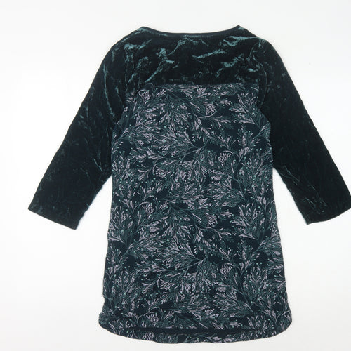 White Stuff Green Floral Velvet Dress Women Size 6