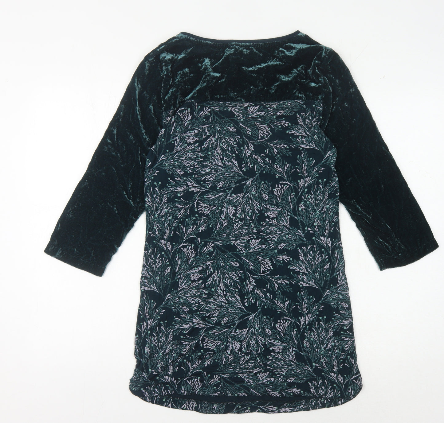 White Stuff Green Floral Velvet Dress Women Size 6