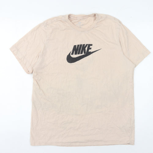 Nike Unisex Beige Cotton T-Shirt, S - Casual Basic Style