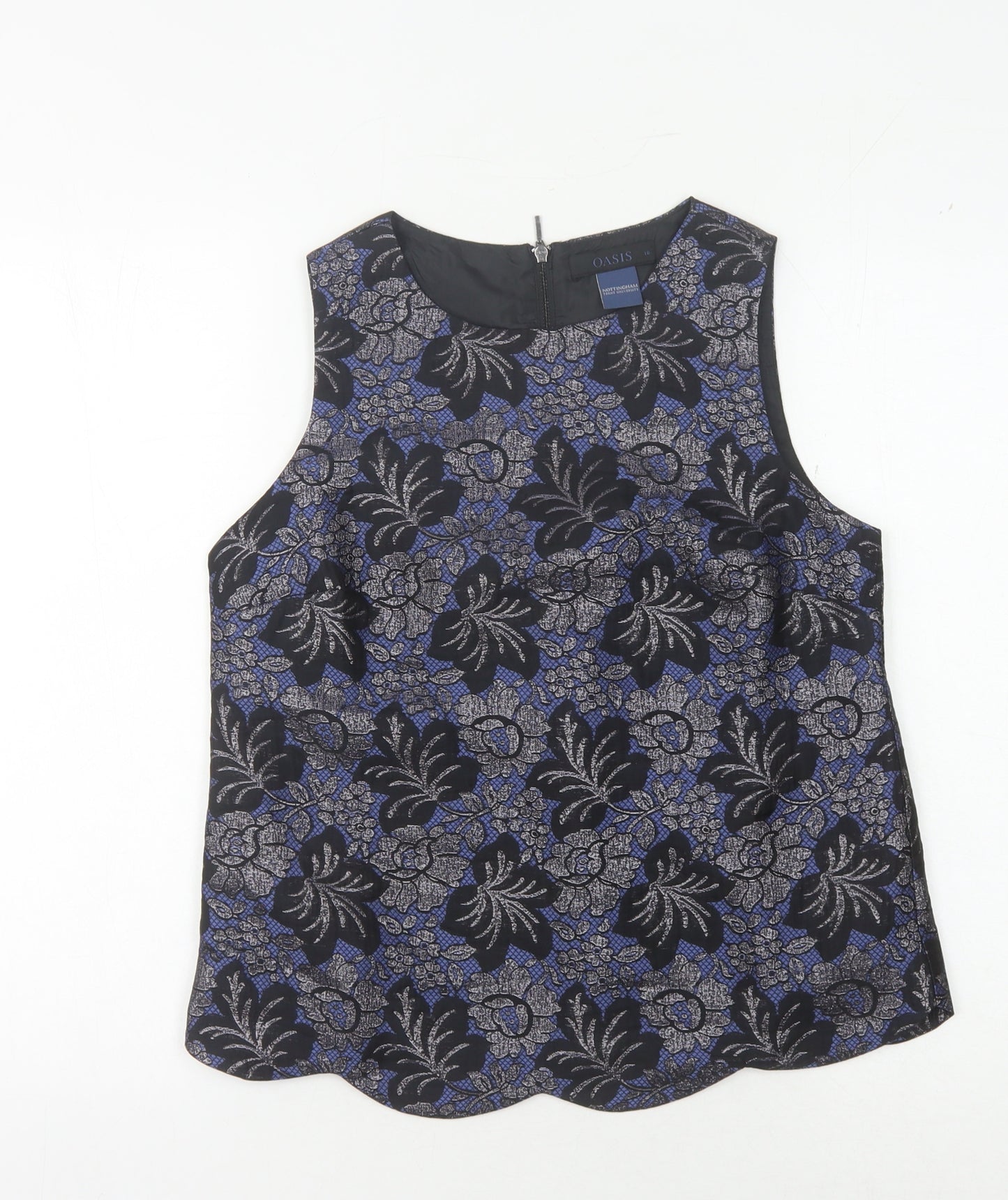 Oasis Women's Black Floral Blouse, Size 10