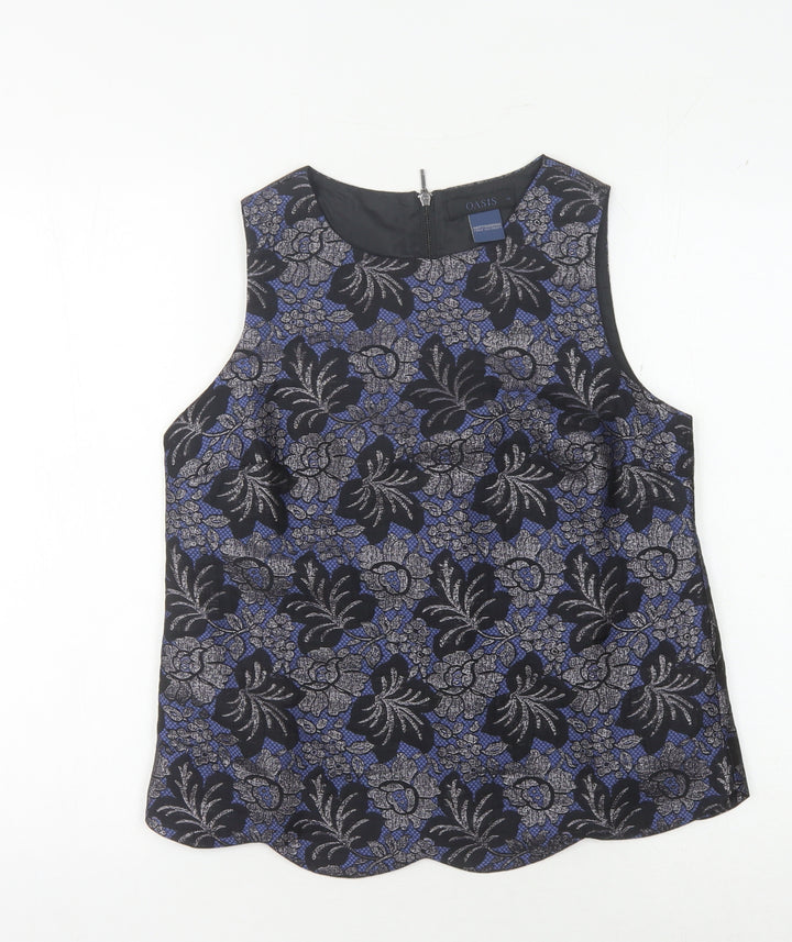 Oasis Women's Black Floral Blouse, Size 10