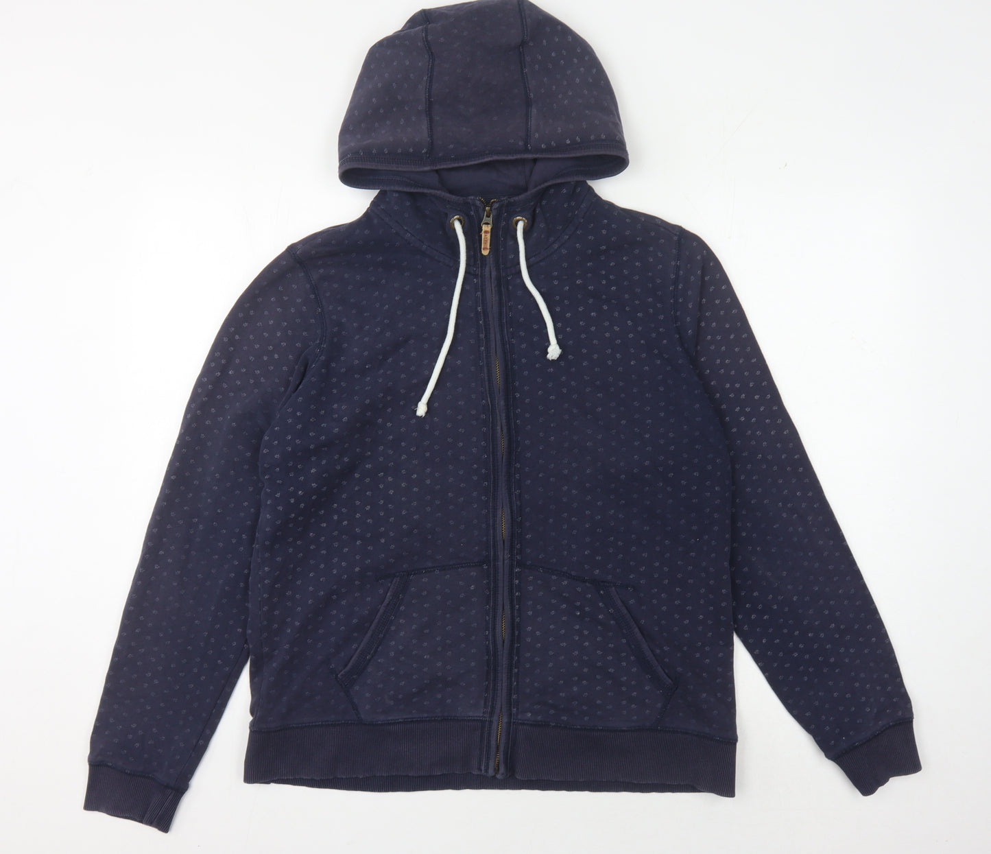 Fat Face Women's Blue Polka Dot Full Zip Hoodie Size 16