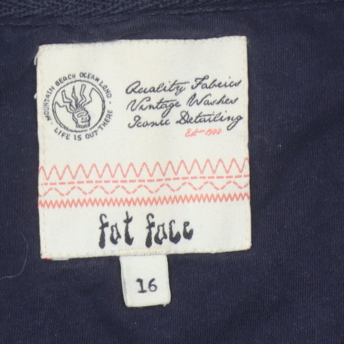 Fat Face Women's Blue Polka Dot Full Zip Hoodie Size 16